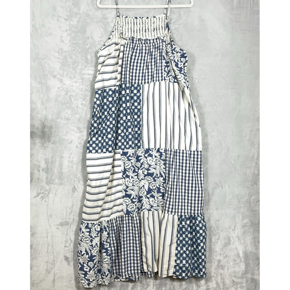 Universal Thread Sundress Womens XL Blue Patchwork Smocked Maxi Ruffle Boho - Picture 6 of 11